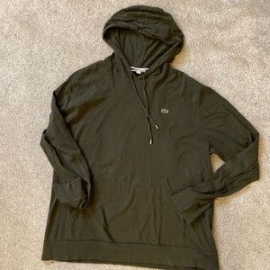 Lacoste mens green light weight hooded sweater